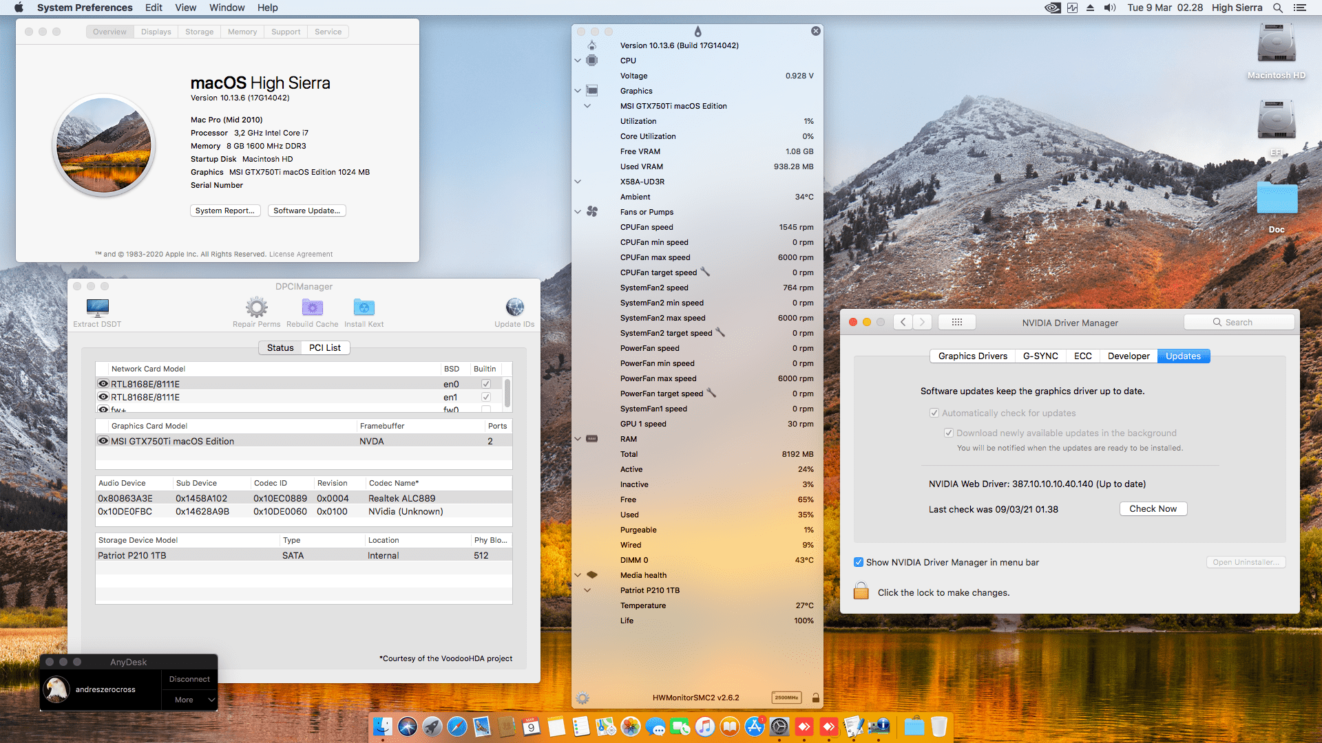 Success Hackintosh macOS High Sierra 10.13.6 Build 17G66 in Gigabyate X58A-UD3R V2.0 + MSI GTX750Ti